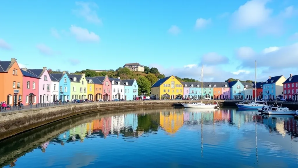 Colourful Victorian buildings at Cobh Harbour waterfront