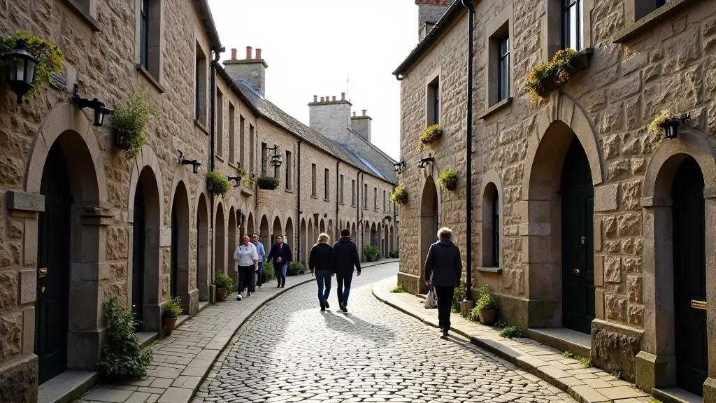 Medieval stone streets of Kilkenny with historic buildings