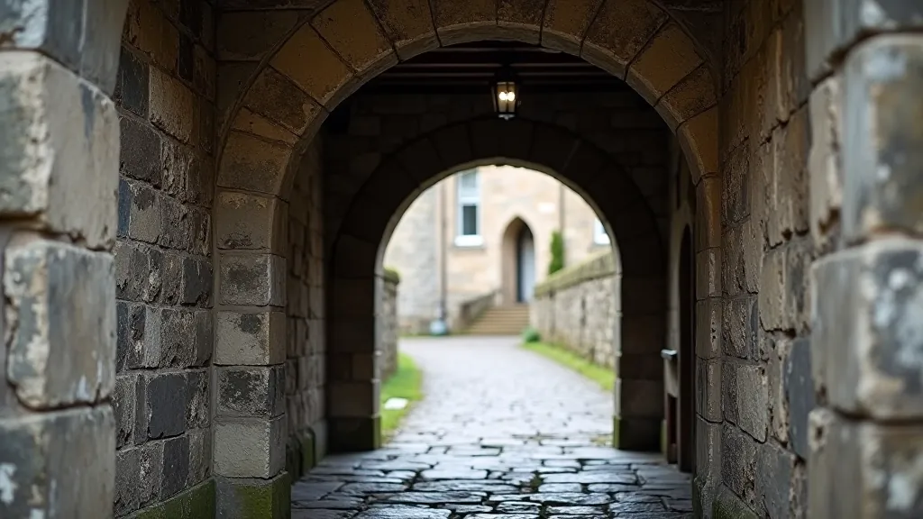 Historic stone archway and medieval passageway in Limerick with aged walls and traditional Irish architecture